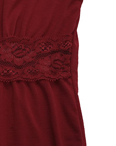 Style Dome Camisetas de Manga Larga Mujer Sexy con Cuello V Encaje Blusa Camisas De Hombro Frío Blusas Top Mujer Fiesta 001-rojo 4578 XL