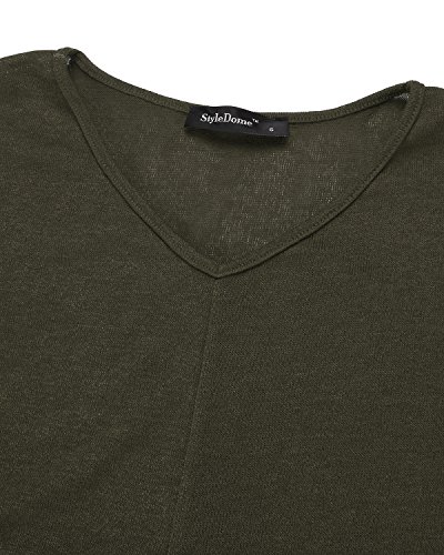 Style Dome Jerseys de Punto Mujer Largos Sudadera Casual Cuello V Manga Larga Otoño Vestidos Plus Tamaño Tops Camisas Suéter Suelta Verde Militar XL