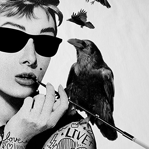 style3 Audrey Tatuaje Camiseta para Mujer T-Shirt Hollywood Hepburn Estrella de Cine, Color:Blanco, Talla:L