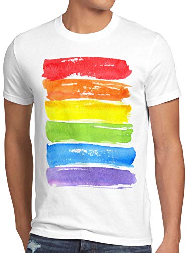 style3 Bandera arcoíris Camiseta para Hombre T-Shirt LGBT Amor tolerancia, Talla:M