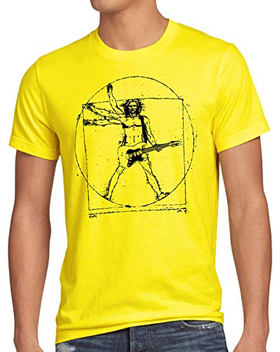 style3 Da Vinci Rock Camiseta para Hombre T-Shirt música Festival, Talla:3XL, Color:Amarillo