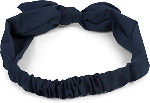 styleBREAKER cinta para el pelo de mujer monocolor con lazo y goma elástica, cinta para la frente, pinup, rockabilly 04026035, color:Azul oscuro
