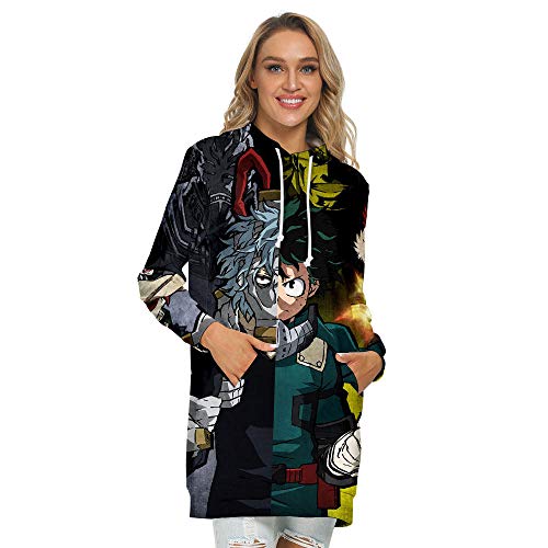 Sudadera con Capucha Informal para Mujer Inspirada en el Vestido japonés My Hero Academia Manga Jumper-B M