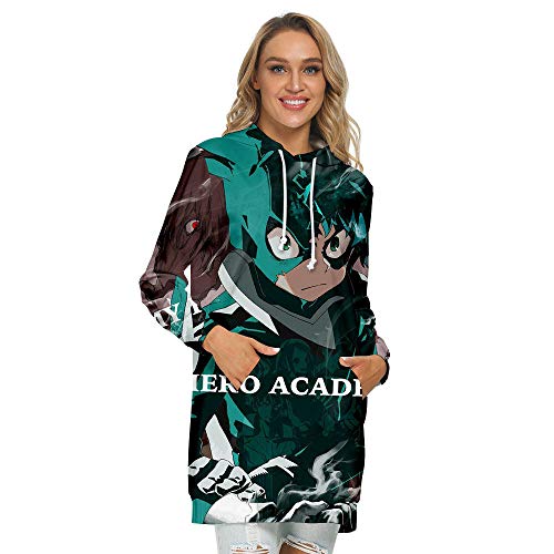 Sudadera con Capucha Informal para Mujer Inspirada en el Vestido japonés My Hero Academia Manga Jumper-C XL