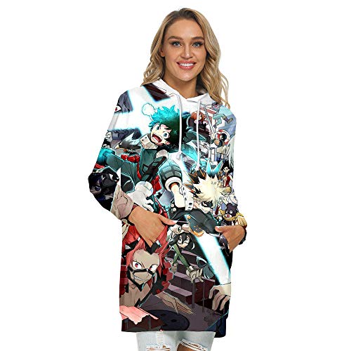 Sudadera con Capucha Informal para Mujer Inspirada en el Vestido japonés My Hero Academia Manga Jumper-E XL