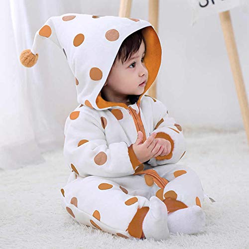 Sudadera con Capucha para Bebé Recién Nacido Mono De Lunares Mameluco con Cremallera Manga Larga para Bebés Niños Niñas De 0-12 Meses