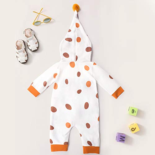 Sudadera con Capucha para Bebé Recién Nacido Mono De Lunares Mameluco con Cremallera Manga Larga para Bebés Niños Niñas De 0-12 Meses