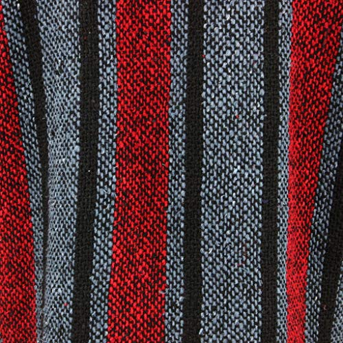 Sudadera estilo hippie mexicano, color rojo y azul, con capucha Azul azul Medium