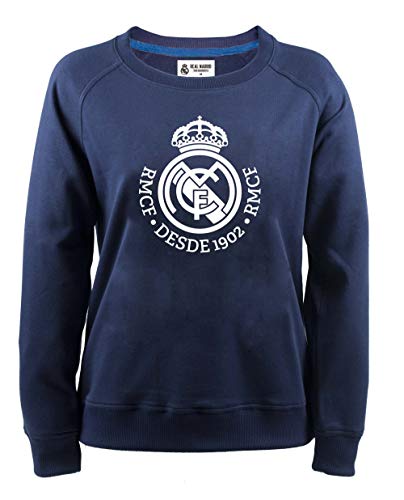 Sudadera oficial Real Madrid mujer Lady Azul Navy 2018 2019 en blisters blancos, azul navy, X-Large