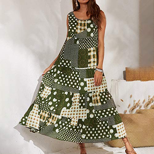 Sueltas Vestidos Verano Mujer Largos Casual 2019 Estampado Sin Mangas Talla Grande │Bohemia Vestido Playa Baratos Boda de Fossen │Vintage Clásico Dress para Coctel Noche