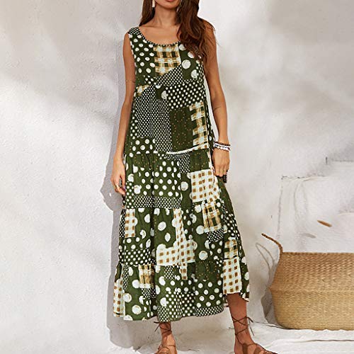 Sueltas Vestidos Verano Mujer Largos Casual 2019 Estampado Sin Mangas Talla Grande │Bohemia Vestido Playa Baratos Boda de Fossen │Vintage Clásico Dress para Coctel Noche