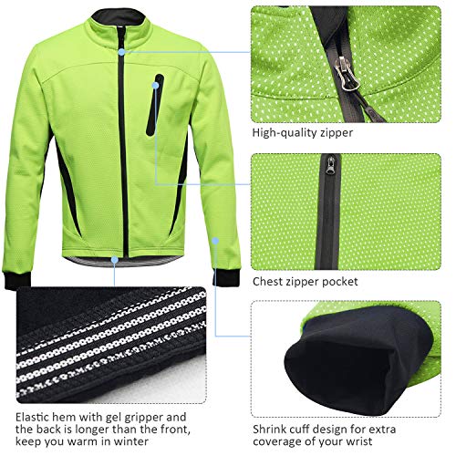 SUKUTU Chaqueta Impermeable de Ciclismo para Hombre Chaquetas de Bicicleta Transpirables térmicas de Lana cálida de Invierno a Prueba de Viento Softshell