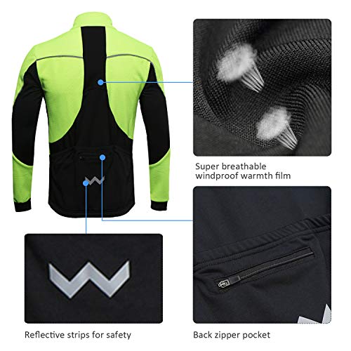 SUKUTU Chaqueta Impermeable de Ciclismo para Hombre Chaquetas de Bicicleta Transpirables térmicas de Lana cálida de Invierno a Prueba de Viento Softshell