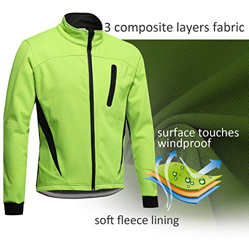 SUKUTU Chaqueta Impermeable de Ciclismo para Hombre Chaquetas de Bicicleta Transpirables térmicas de Lana cálida de Invierno a Prueba de Viento Softshell