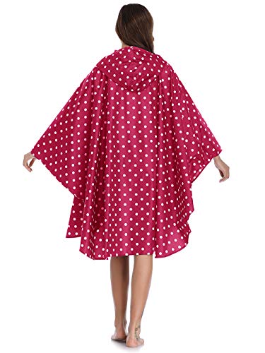 Summer Mae Chubasqueros Mujer Impermeable Reutilizable Poncho Impermeables Capa Lluvia Nieve para Mujer Rojo Puntos