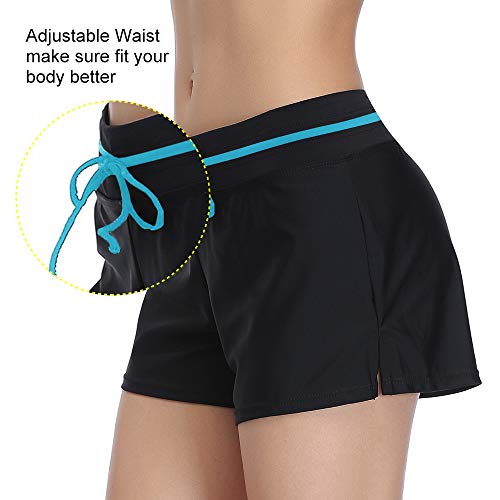 Summer Mae Shorts de Baño Deporte Pantalones Cortos Bikini Pantalon Short Bañador Mujeres para Gimnasio Playa Black Blue XL