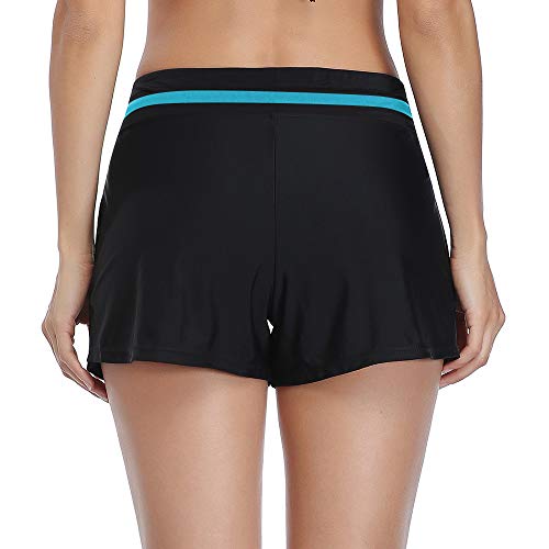 Summer Mae Shorts de Baño Deporte Pantalones Cortos Bikini Pantalon Short Bañador Mujeres para Gimnasio Playa Black Blue XL
