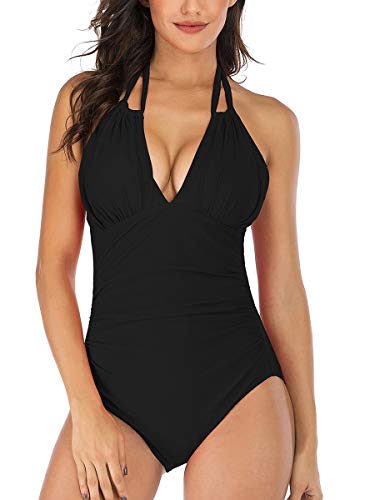 Summer Mae Traje de Baño sin Espalda Halter Bañador Sexy para Mujer Multiple Formas Negro S