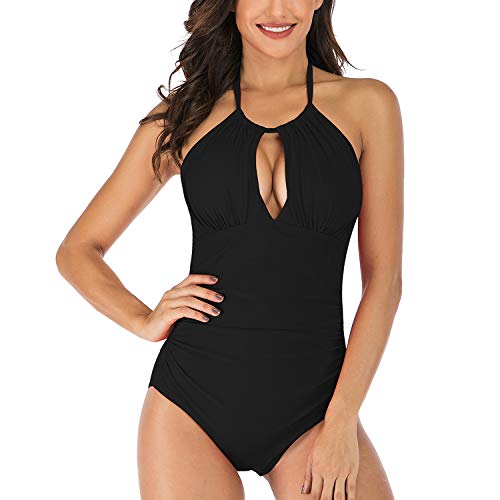 Summer Mae Traje de Baño sin Espalda Halter Bañador Sexy para Mujer Multiple Formas Negro XL