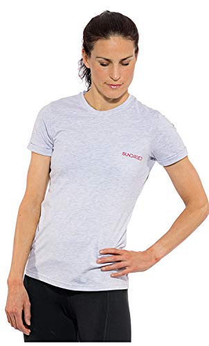 Sundried Camiseta para Mujer con Cuello Redondo de algodón de la Camiseta Llano para Damas (S Gris)