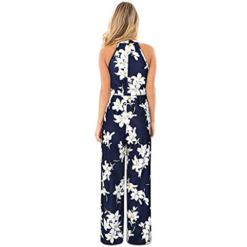 SUNNSEAN Monos Monos de Vestir Mujer Verano Fiesta Elegante Tirantes Mono Largo Impresión Floral Mameluco de Playa Jumpsuit Pantalones Anchos Coctel Playa Boho Monos de Petos