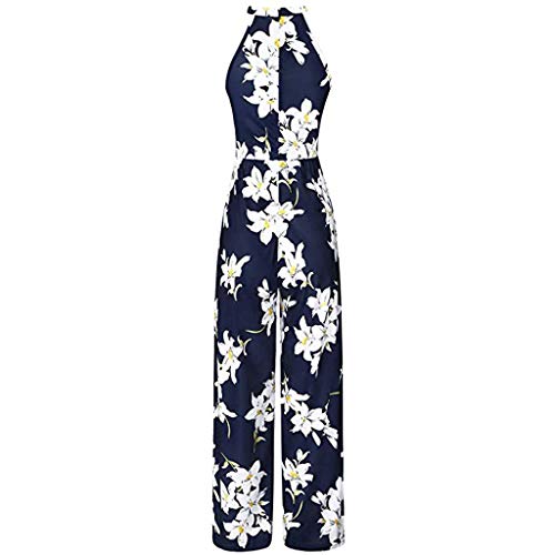 SUNNSEAN Monos Monos de Vestir Mujer Verano Fiesta Elegante Tirantes Mono Largo Impresión Floral Mameluco de Playa Jumpsuit Pantalones Anchos Coctel Playa Boho Monos de Petos