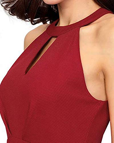 SUNNYME Vestido de cóctel para mujer con una línea de vestidos de invitados de boda, sin mangas, sin espalda, cuello halter, mini vestidos