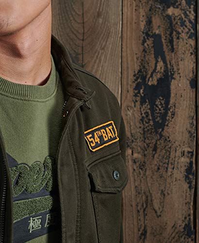 Superdry Hombre Camisa con Parches y Estilo Militar Core Verde Militar XL