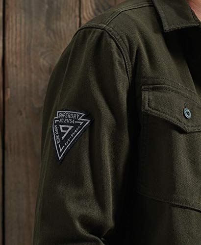Superdry Hombre Camisa con Parches y Estilo Militar Core Verde Militar XL