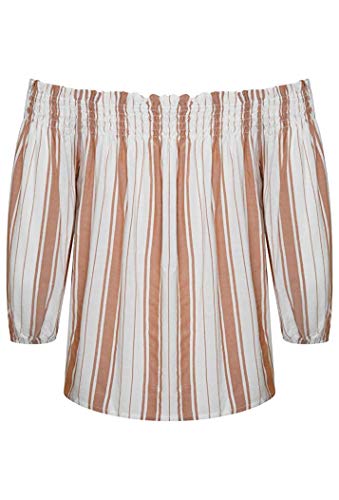 Superdry Mujer Desert Top con Hombros Descubiertos - Rayas Naranja