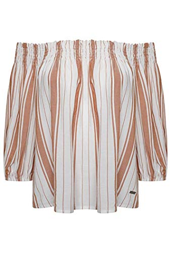 Superdry Mujer Desert Top con Hombros Descubiertos - Rayas Naranja