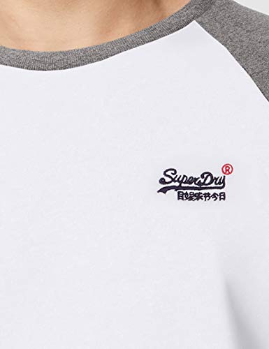Superdry OL Softball Ringer LS Top Camisa Manga Larga, Blanco (Optic 01c), XS para Hombre