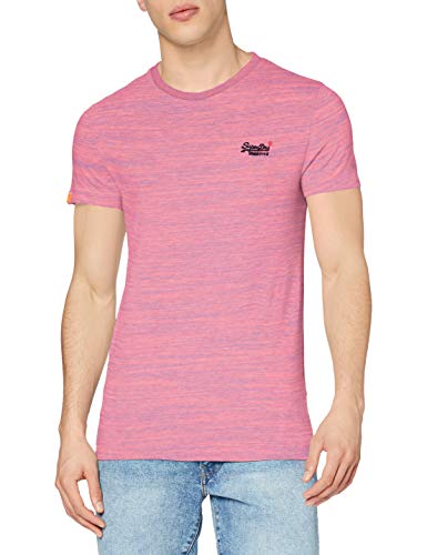 Superdry OL Vintage Emb Crew Camiseta, Rosa (Neon Pink Space Dye T3b), S para Hombre