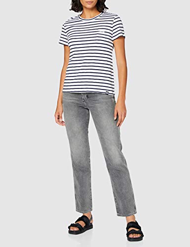 Superdry Orange Label Crew Neck tee Camiseta, Azul (Navy Stripe Jkc), L para Mujer