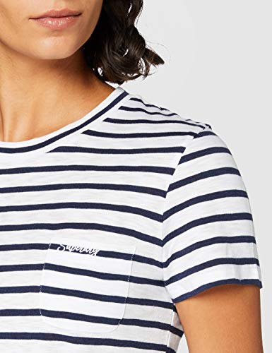Superdry Orange Label Crew Neck tee Camiseta, Azul (Navy Stripe Jkc), L para Mujer