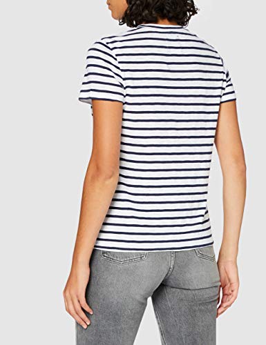 Superdry Orange Label Crew Neck tee Camiseta, Azul (Navy Stripe Jkc), L para Mujer