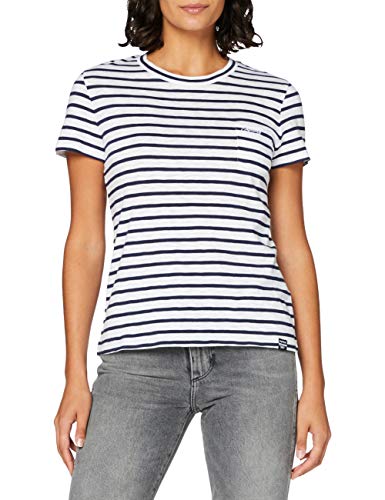 Superdry Orange Label Crew Neck tee Camiseta, Azul (Navy Stripe Jkc), L para Mujer
