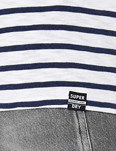 Superdry Orange Label Crew Neck tee Camiseta, Azul (Navy Stripe Jkc), L para Mujer