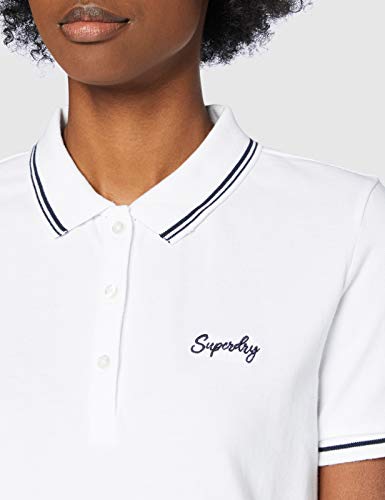 Superdry Polo Dress Vestido, Blanco (White 04c), L (Talla del Fabricante:14) para Mujer