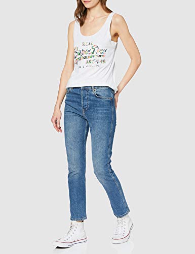 Superdry VL Gloss Floral Classic Vest Camiseta sin Mangas, Gris (Ice Marl 54g), S (Talla del Fabricante:10) para Mujer