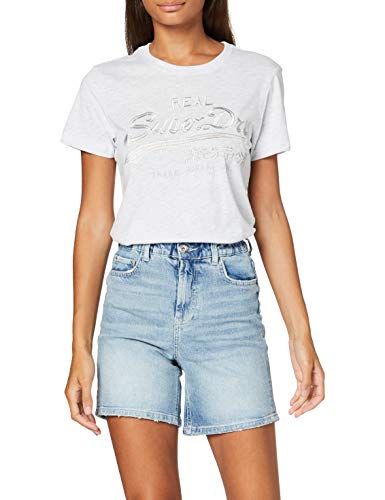 Superdry VL Tonal Embroidery Entry tee Camiseta, Gris (Ice Marl 54g), S (Talla del Fabricante:10) para Mujer