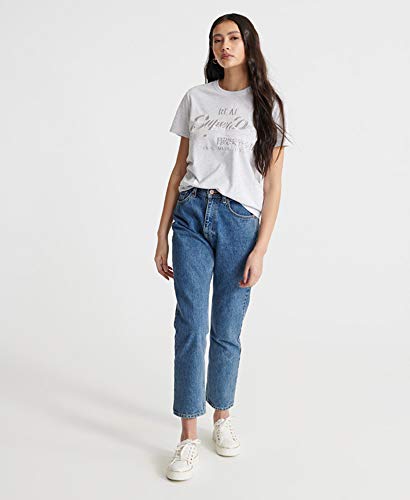 Superdry VL Tonal Embroidery Entry tee Camiseta, Gris (Ice Marl 54g), S (Talla del Fabricante:10) para Mujer