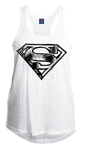 Superman - Camiseta de tirantes - Logotipo - Básico - Cuello redondo - Mujer blanco blanco