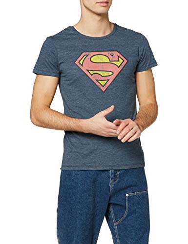 Superman T-Shirt Camiseta, Mezcla DE Denim, M para Hombre