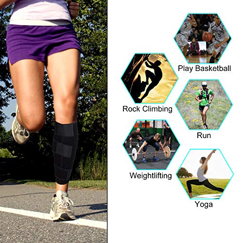 supregear Soporte de Compresión para Pantorrillas, Neopreno Tirantes Ajustables Transpirables para la Pantorrilla Shin Splint Banda de Compresión Entrenamiento para Hombres Mujeres - Negro