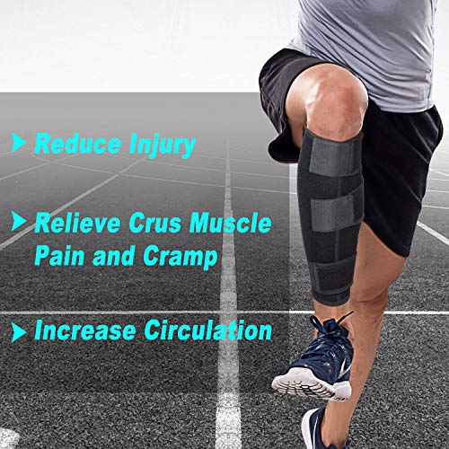 supregear Soporte de Compresión para Pantorrillas, Neopreno Tirantes Ajustables Transpirables para la Pantorrilla Shin Splint Banda de Compresión Entrenamiento para Hombres Mujeres - Negro