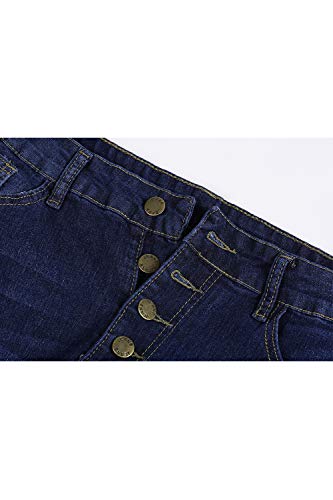 Suvimuga Las Mujeres De Baja Altura Jeans Pantalones Largos Damas Denim Pantalones Acampanados Pantalones De Campana Azul XL