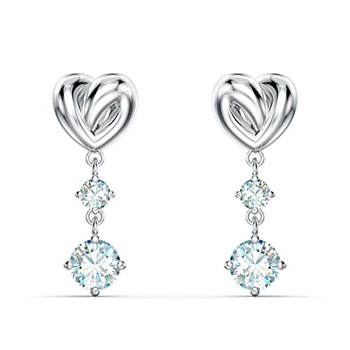 Swarovski Pendientes Lifelong Heart, blanco, baño de rodio