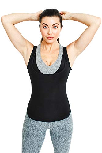Sweat Shaper Premium Workout Tank Top Adelgazante Sauna de polímero, pequeño/Mediano - Negro