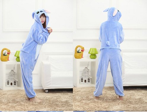 Sweet Invierno Pijama para Mujer Diseño de Animal Unisexo Adulto Traje Disfraz (Stitch Bleu, S)